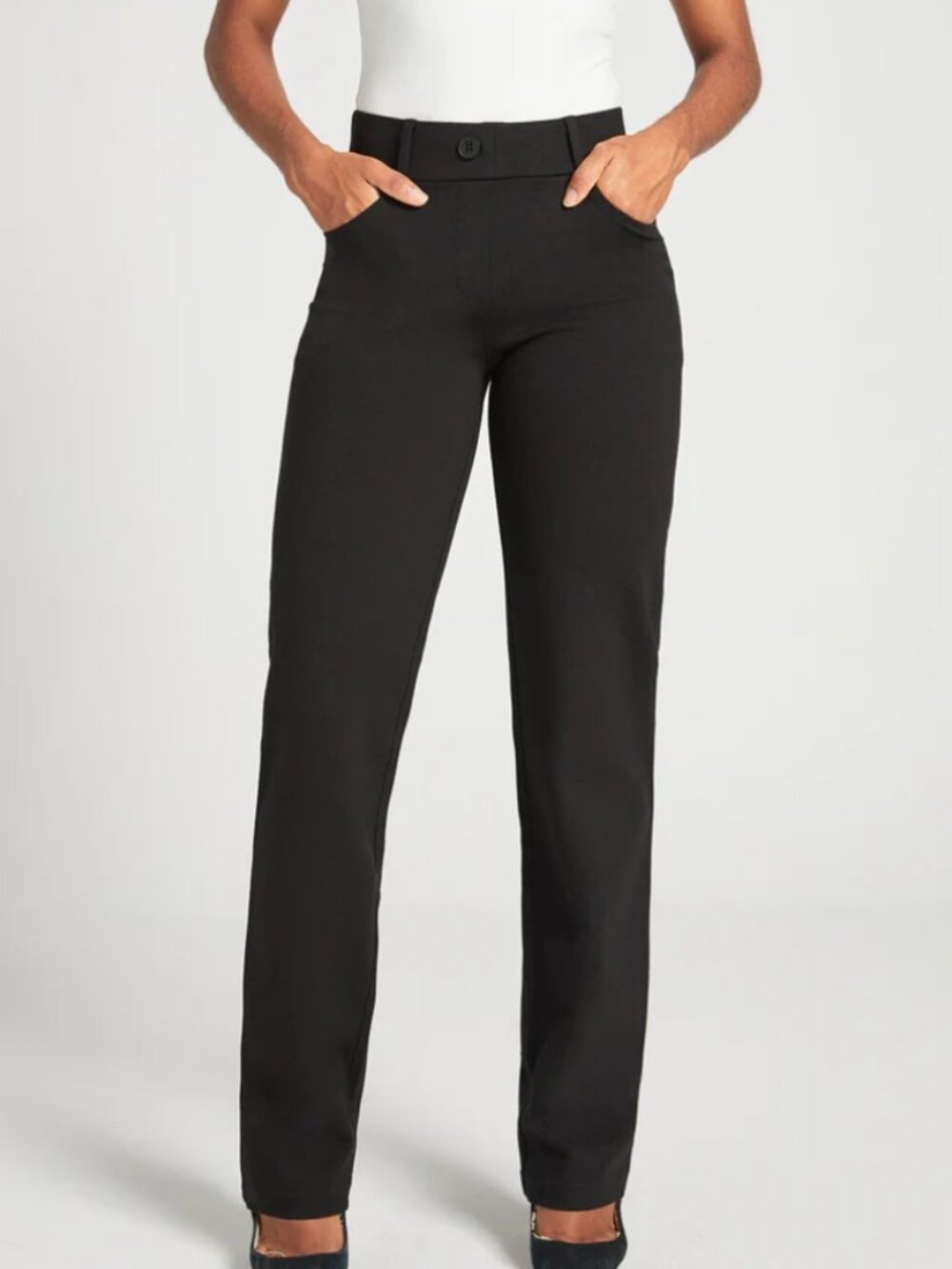New Betabrand Black Straight 7 Pocket Dress Pant Yoga Pants 1X Long Tall